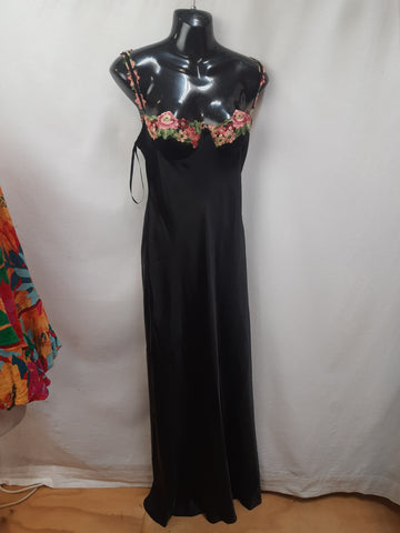 Showpo Womens Floral Detail Cup Bust Satin Maxi Dress Size 10 (M) BNWT