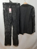 Pretty Little Things Lace Sleeve Blazer +Sheer Lace Flared Trouser Size UK 14 BNWT