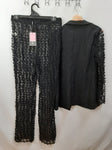 Pretty Little Things Lace Sleeve Blazer +Sheer Lace Flared Trouser Size UK 14 BNWT