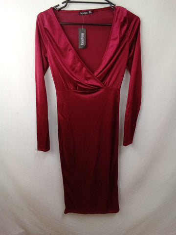 Boohoo Womens Wrap Midi Dress Size 10 BNWT