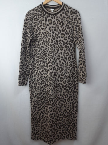 H&M Womens Leopard Metallic Blend Dress Size Uk S